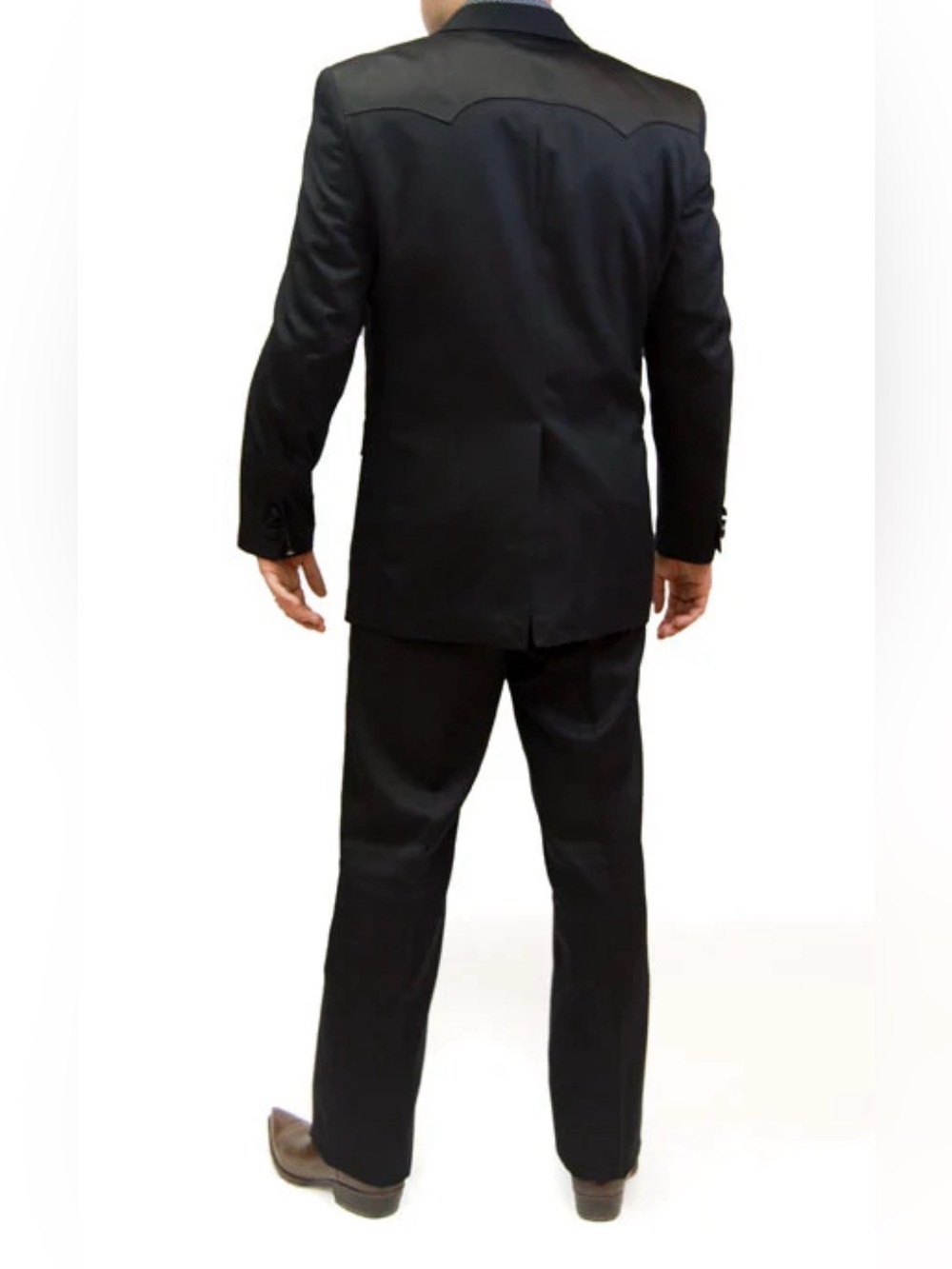 Classic Western Black and Leather Men's Suit Jacket and Trousers